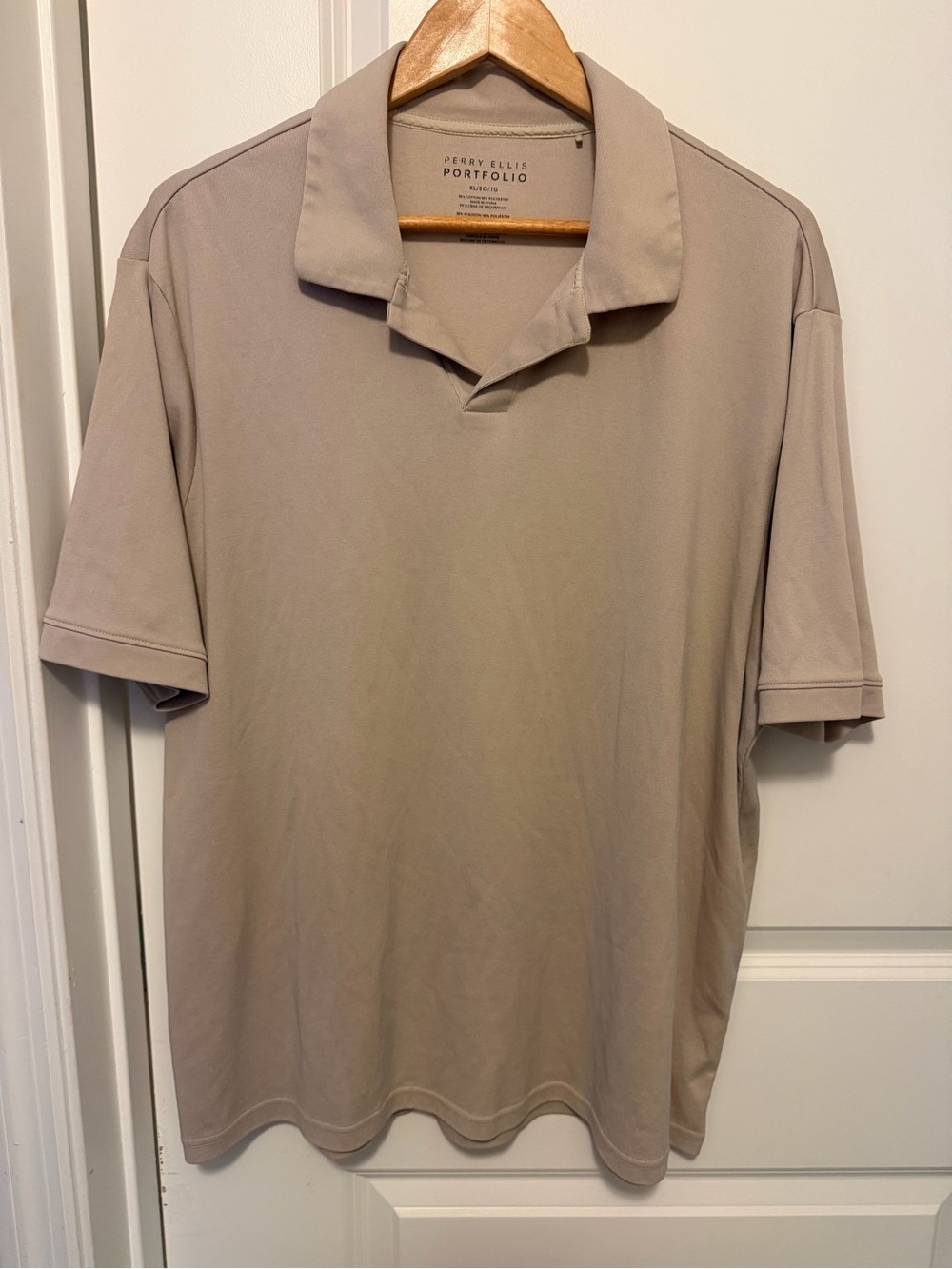 Perry Ellis Taupe Short-Sleeve Polo
